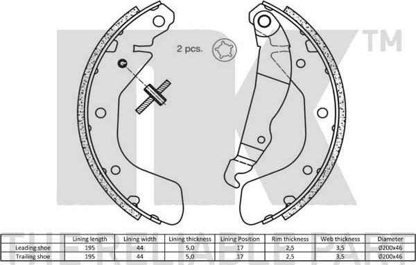 NK 2736540 - Brake Shoe Set www.parts5.com