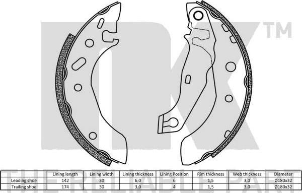 NK 2725586 - Set saboti frana www.parts5.com