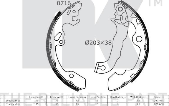 NK 2725632 - Set saboti frana www.parts5.com