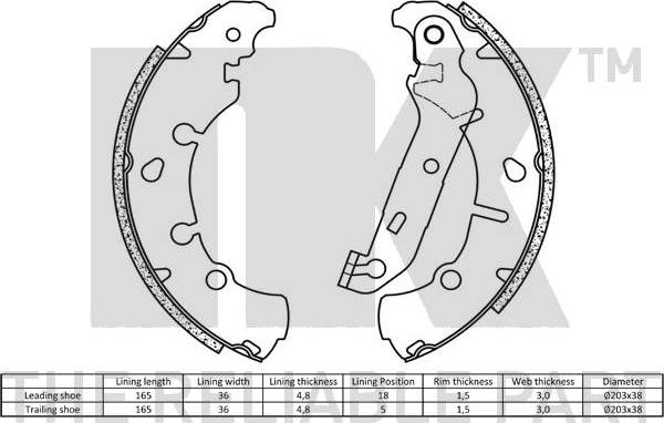 NK 2725673 - Garnitura zavorne celjusti www.parts5.com