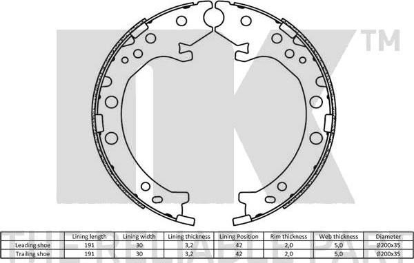 NK 2726803 - Komplet kočionih papuča, ručna kočnica www.parts5.com