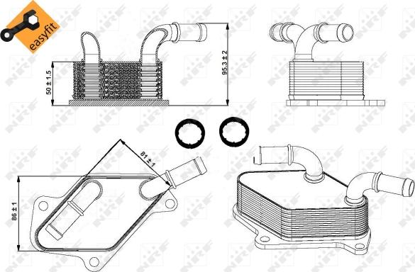 NRF 31346 - Oil Cooler, engine oil www.parts5.com