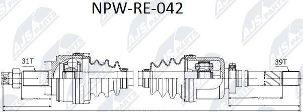 NTY NPW-RE-042 - Hajtótengely www.parts5.com