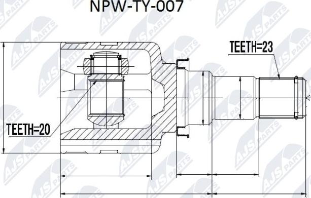 NTY NPW-TY-007 - Mafsal seti, tahrik mili www.parts5.com