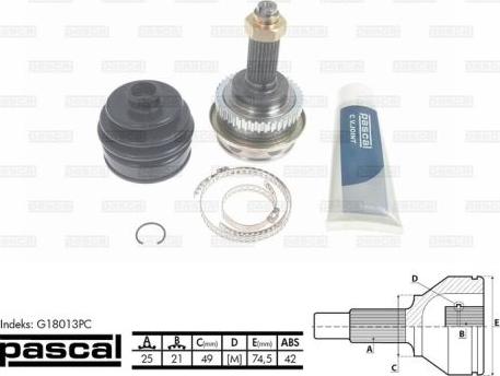 Pascal G18013PC - Joint Kit, drive shaft www.parts5.com