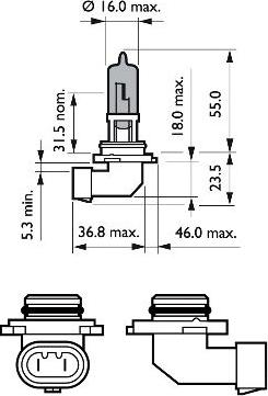 PHILIPS 9005WVUB1 - Bec, far faza lunga www.parts5.com