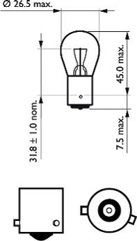 PHILIPS 12088CP - Крушка с нагреваема жичка, стоп светлини / габарити www.parts5.com