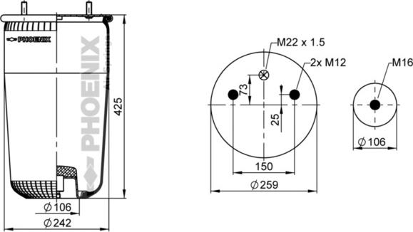 Phoenix 1 DK 21 K - Bellow, air suspension www.parts5.com