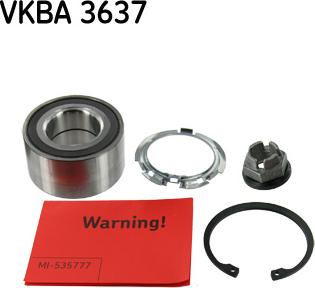 SKF VKBA 3637 - Wheel hub, bearing Kit www.parts5.com