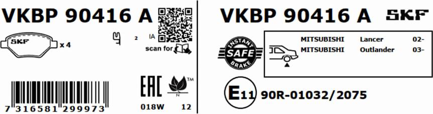 SKF VKBP 90416 A - Set placute frana,frana disc www.parts5.com