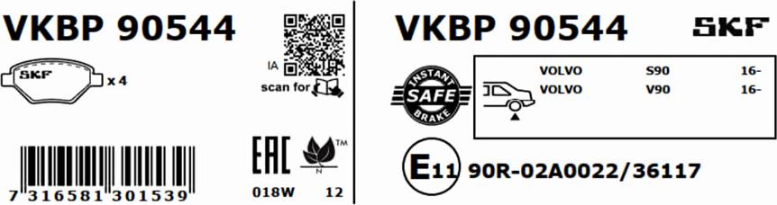 SKF VKBP 90544 - Set placute frana,frana disc www.parts5.com