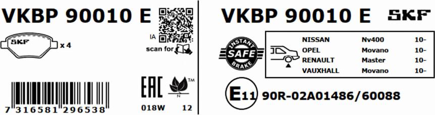 SKF VKBP 90010 E - Komplet pločica, disk-kočnica www.parts5.com