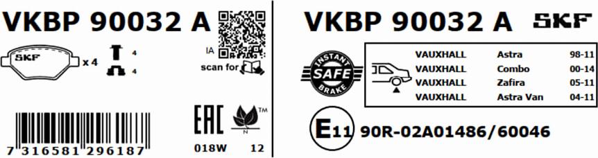 SKF VKBP 90032 A - Brake Pad Set, disc brake www.parts5.com