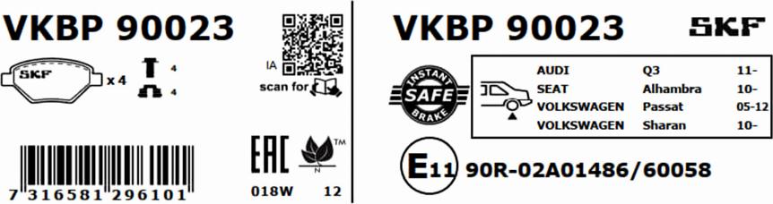 SKF VKBP 90023 - Set placute frana,frana disc www.parts5.com