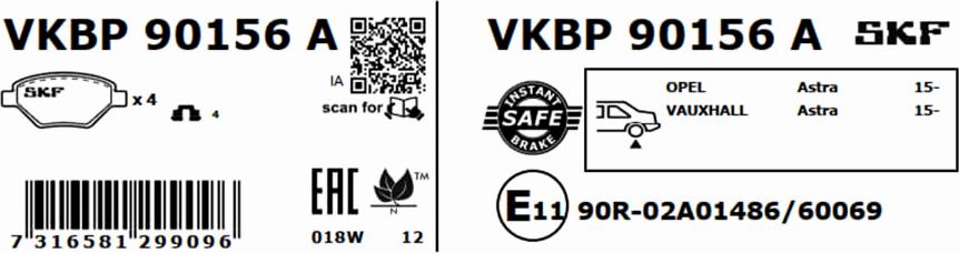 SKF VKBP 90156 A - Brake Pad Set, disc brake www.parts5.com