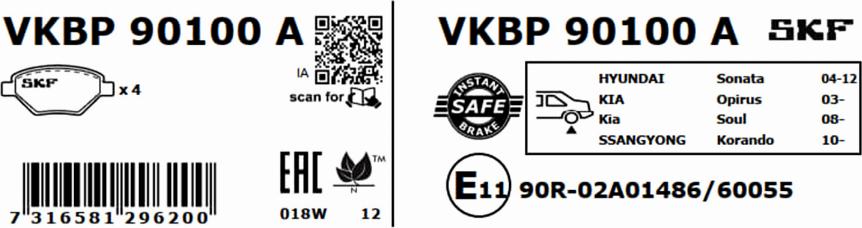 SKF VKBP 90100 A - Juego de pastillas de freno www.parts5.com