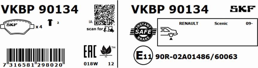 SKF VKBP 90134 - Brake Pad Set, disc brake www.parts5.com