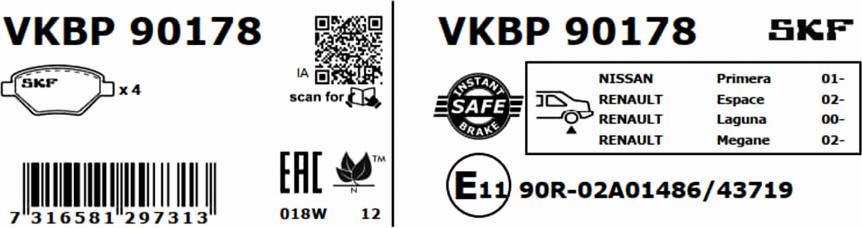 SKF VKBP 90178 - Sada brzdových destiček, kotoučová brzda www.parts5.com