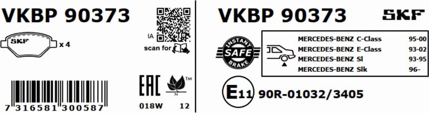 SKF VKBP 90373 - Juego de pastillas de freno www.parts5.com