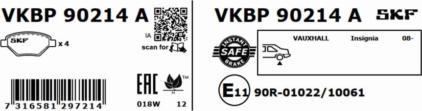 SKF VKBP 90214 A - Brake Pad Set, disc brake www.parts5.com