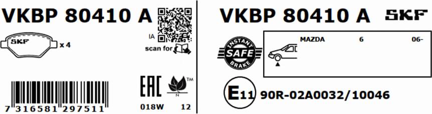 SKF VKBP 80410 A - Brake Pad Set, disc brake www.parts5.com