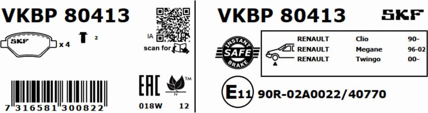 SKF VKBP 80413 - Komplet pločica, disk-kočnica www.parts5.com