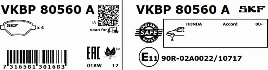 SKF VKBP 80560 A - Jarrupala, levyjarru www.parts5.com