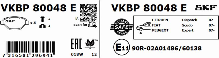 SKF VKBP 80048 E - Brake Pad Set, disc brake www.parts5.com