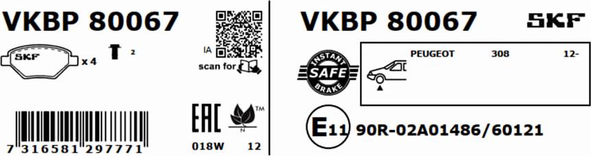 SKF VKBP 80067 - Juego de pastillas de freno www.parts5.com