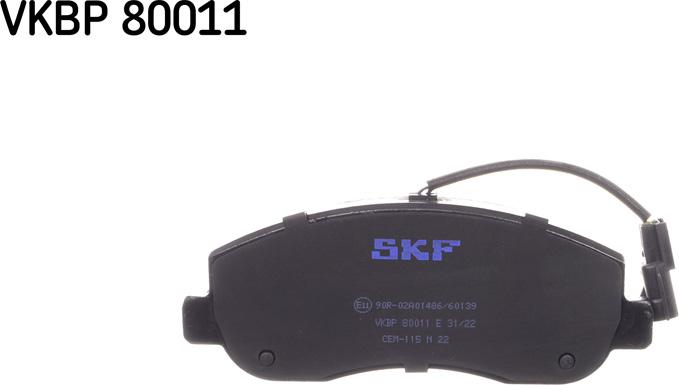 SKF VKBP 80011 E - Fékbetétkészlet, tárcsafék www.parts5.com