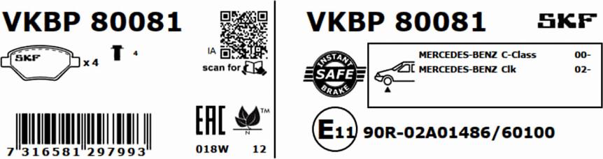 SKF VKBP 80081 - Zestaw klocków hamulcowych, hamulce tarczowe www.parts5.com