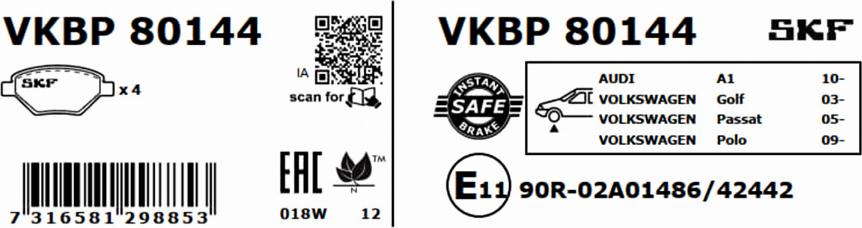 SKF VKBP 80144 - Jarrupala, levyjarru www.parts5.com