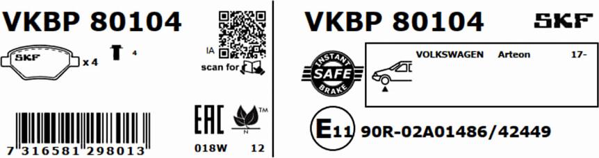 SKF VKBP 80104 - Juego de pastillas de freno www.parts5.com