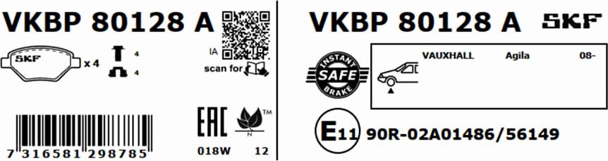 SKF VKBP 80128 A - Brake Pad Set, disc brake www.parts5.com