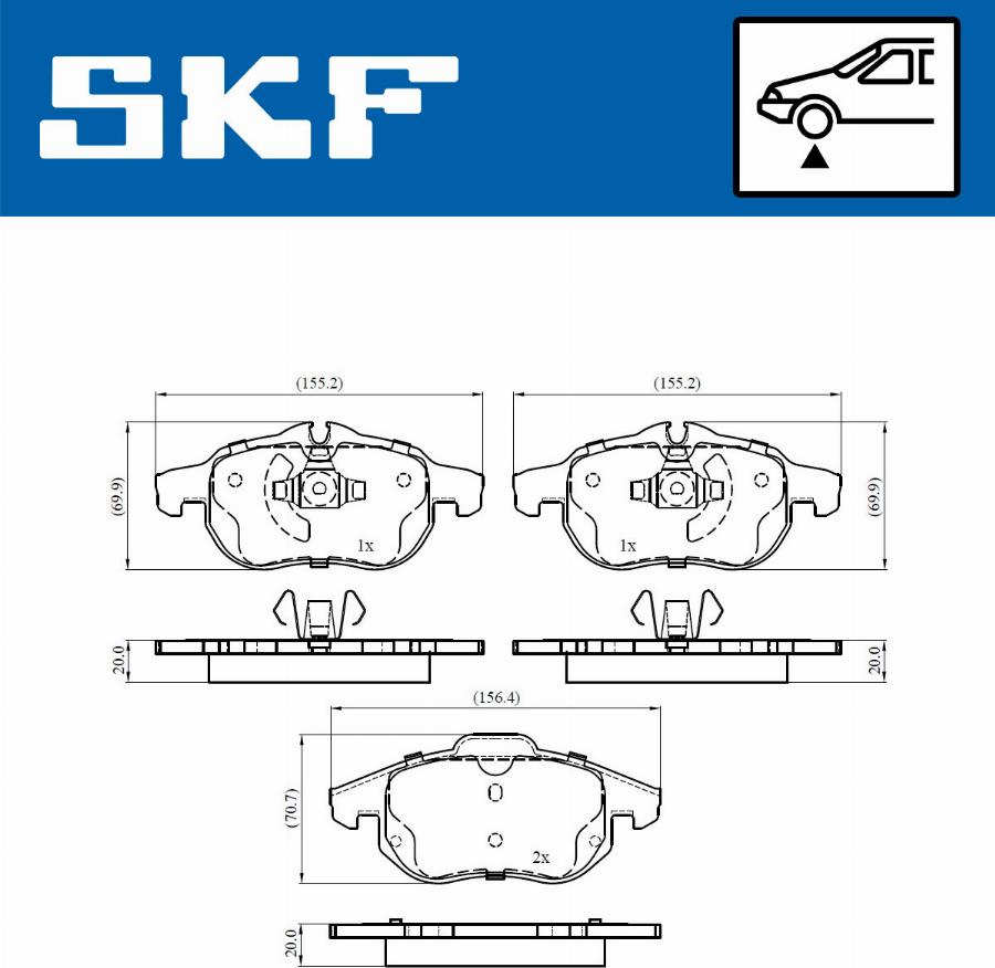 SKF VKBP 80345 - Komplet zavornih oblog, ploscne (kolutne) zavore www.parts5.com