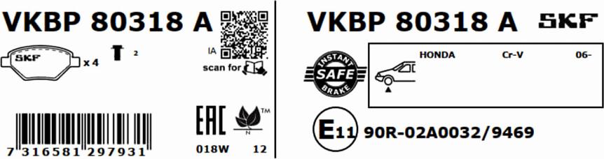 SKF VKBP 80318 A - Set placute frana,frana disc www.parts5.com