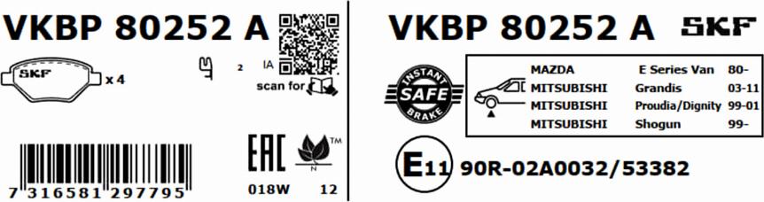 SKF VKBP 80252 A - Set placute frana,frana disc www.parts5.com