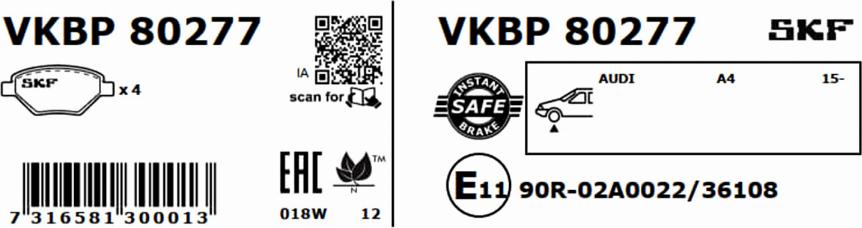 SKF VKBP 80277 - Brake Pad Set, disc brake www.parts5.com