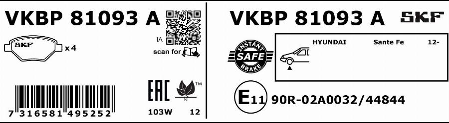 SKF VKBP 81093 A - Brake Pad Set, disc brake www.parts5.com