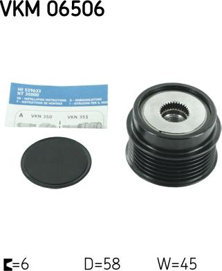 SKF VKM 06506 - Pulley, alternator, freewheel clutch www.parts5.com