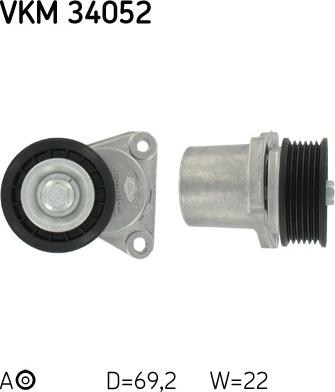 SKF VKM 34052 - Vratná / vodiaca kladka rebrovaného klinového remeňa www.parts5.com