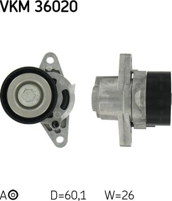 SKF VKM 36020 - Usmeravajući / vodeći točkić, klinasti rebrasti kaiš www.parts5.com