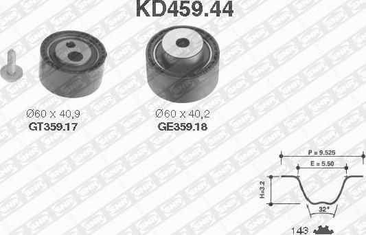 SNR KD459.44 - Komplet (kit) zobatega jermena www.parts5.com