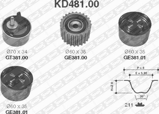 SNR KD481.00 - Σετ οδοντωτού ιμάντα www.parts5.com