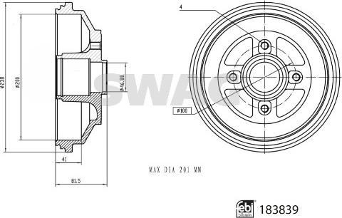 Swag 33 10 9227 - Brake Drum www.parts5.com