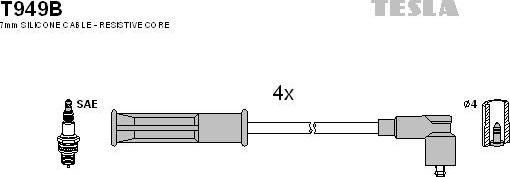 TESLA T949B - Комплект проводов зажигания www.parts5.com