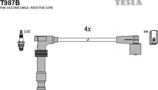 TESLA T987B - Juego de cables de encendido www.parts5.com