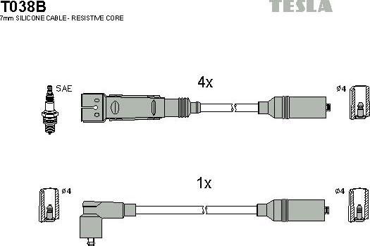 TESLA T038B - Juego de cables de encendido www.parts5.com