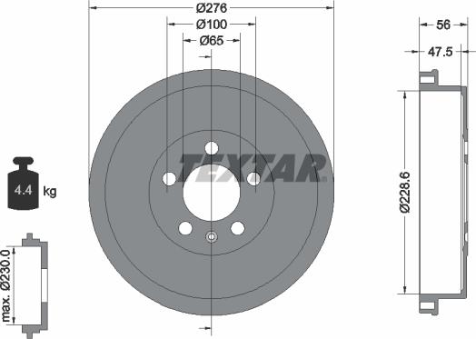 Textar 94044600 - Brake Drum www.parts5.com