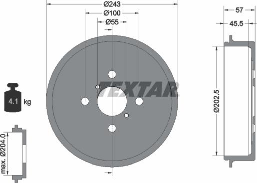 Textar 94045200 - Tambor de freno www.parts5.com